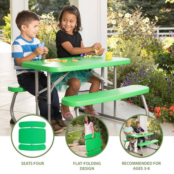 テーブル・チェア・ハンモック TAG. Side frame think about green silver Lifetime 35.4 in. Green Rectangle Steel and Resin Kids Picnic