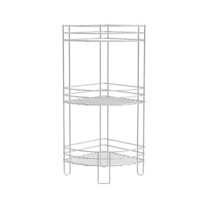 3-Tier Standing Corner Wire Shelving Unit in Silver