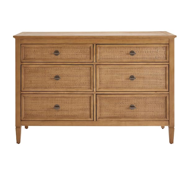 Home Decorators Collection Marsden Patina Wood Finish 6-Drawer Cane Dresser (54 in W. X 36 in H.)
