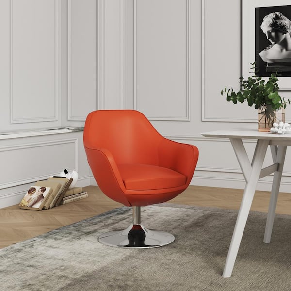 Manhattan Comfort Caisson Modern Orange and Polished Chrome Faux