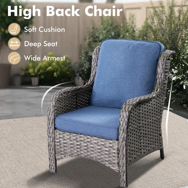 XIZZI Erie Lake Gray 5-Piece Wicker Outdoor Patio Conversation