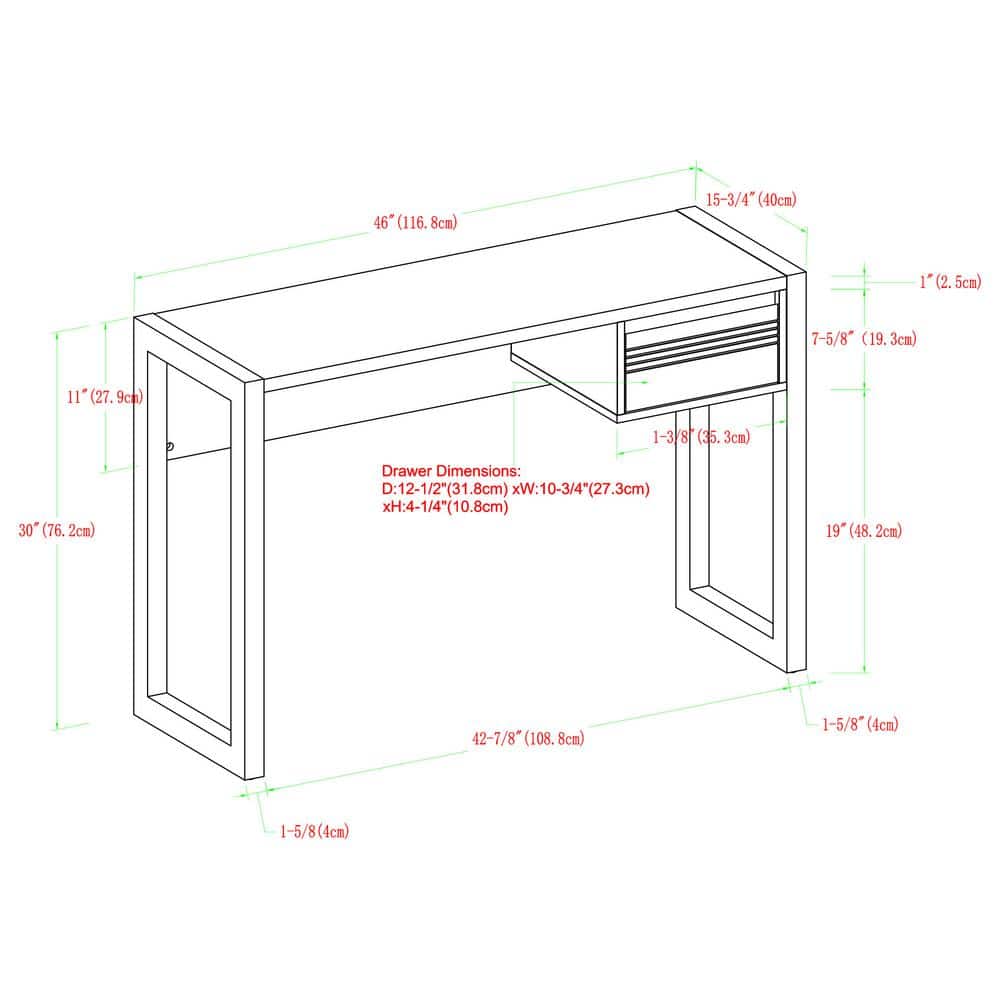 Ashton 46" English Oak and Solid White Modern Writing Desk with Drawer
