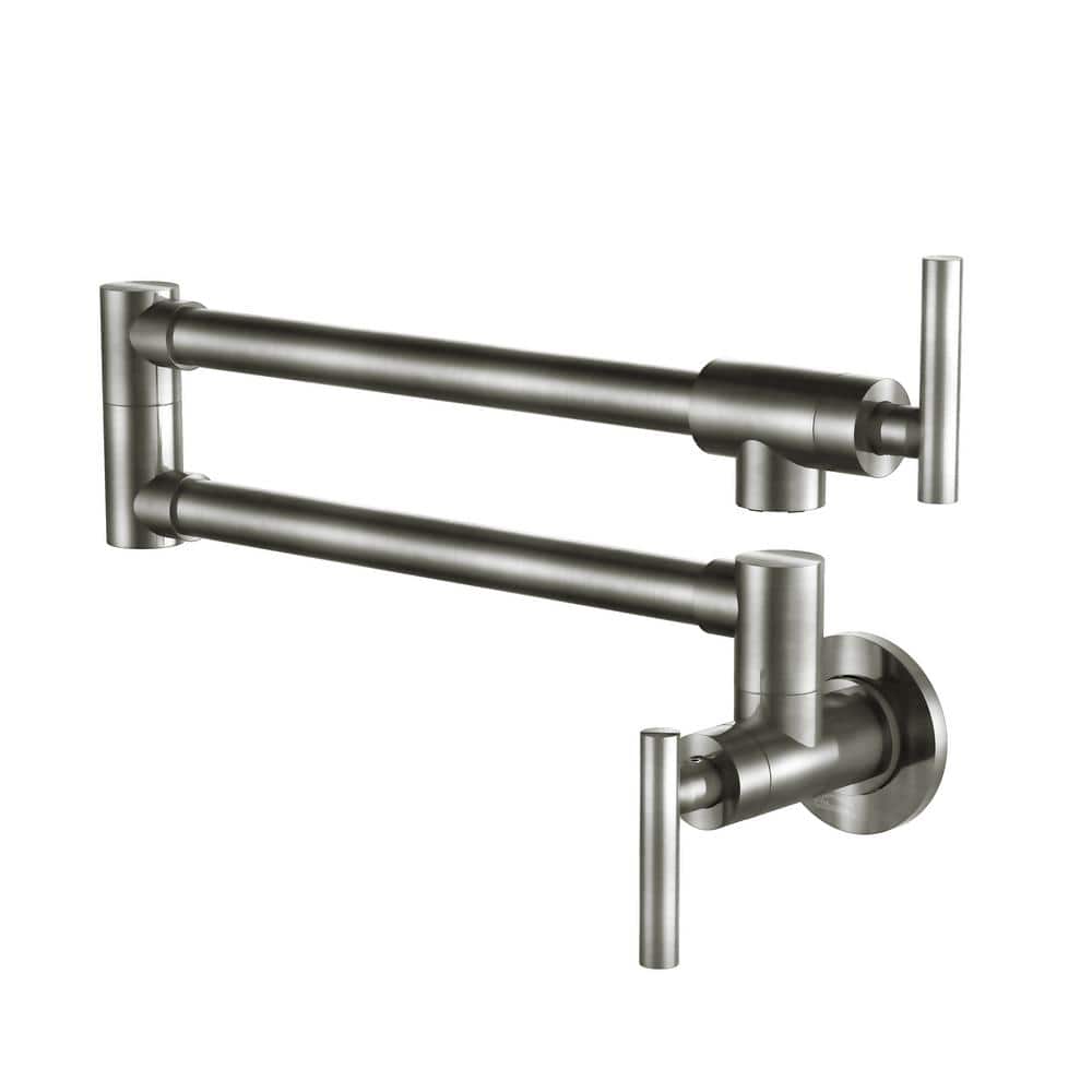 1.8 GPM Wall Mounted Pot Filler with Mounting Hardware, Double Handles and 