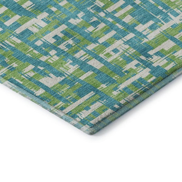 Mayfield Premium Machine Washable Abstract AMF1060 Turquoise 8 ft. x 10 ft. Area Rug