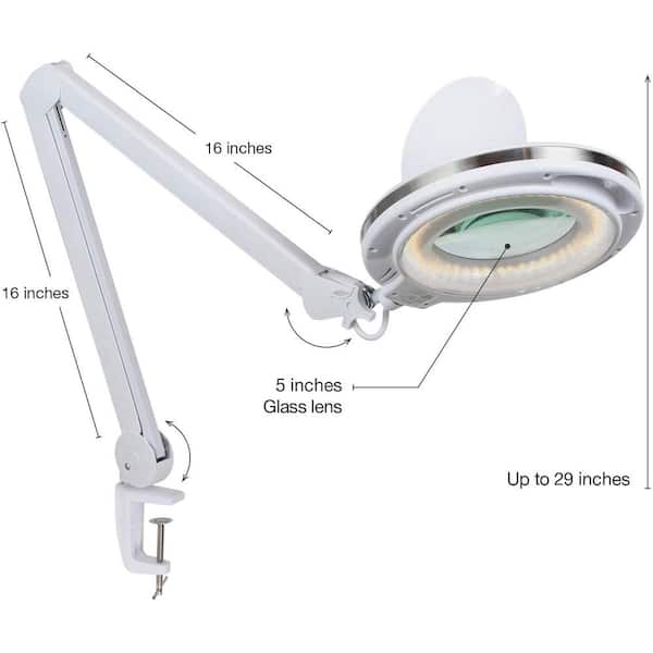 TECHLED Magnifying Glass with Light and Stand, Desk Ring Light, 3 Color Modes Stepless Dimmable, Desk Lamp, Clamp Light, Office Desk Lamp for Close