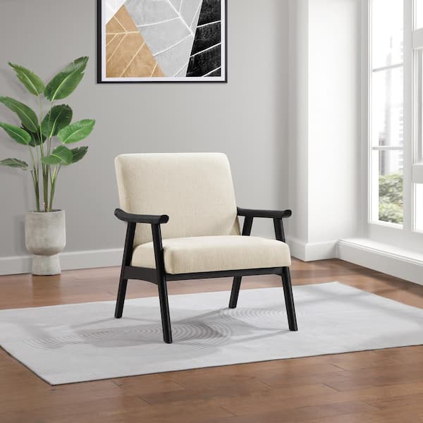 OSP Home Furnishings Weldon Linen Fabric Arm Chair with Black Finished Frame