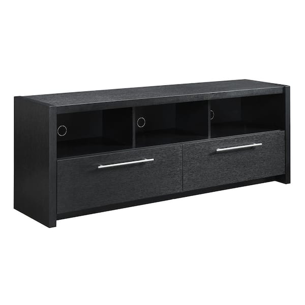Convenience Concepts Newport 60 in. Black Wood TV Stand Fits TVs Up to 60 in. with Storage Doors