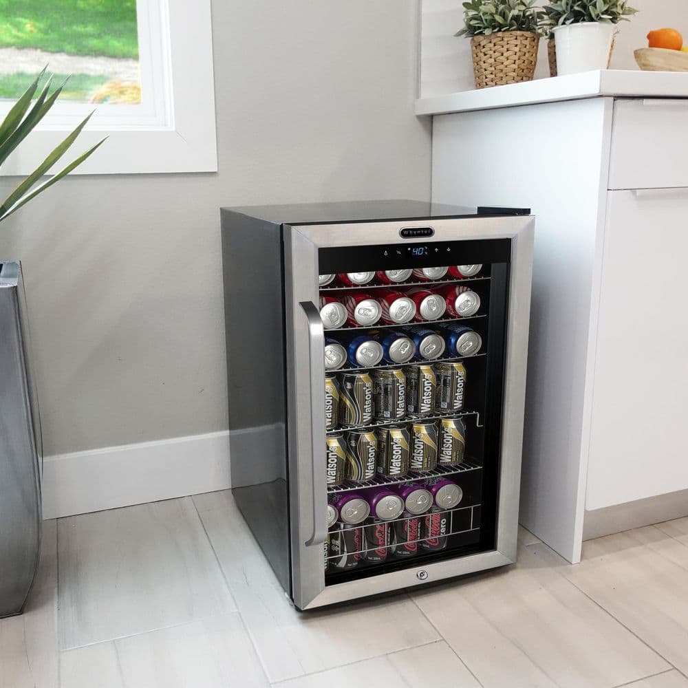 Sleek 121-Can Capacity Stainless Steel Beverage Chiller with Touch Control