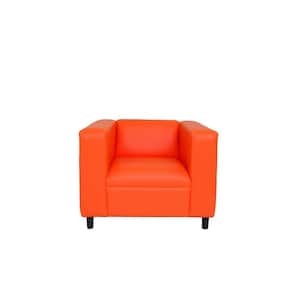 Amelia 25 in. Orange Faux Leather Arm Chair