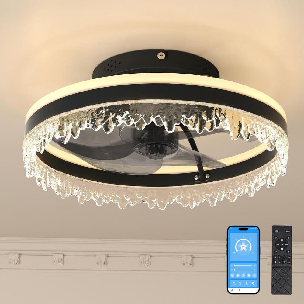 16 in. Smart Indoor Black Low Profile Standard DC 6-Speed Ceiling Fan with 3-Colors Temperature and App Remote Control price history on PriceWatchPro