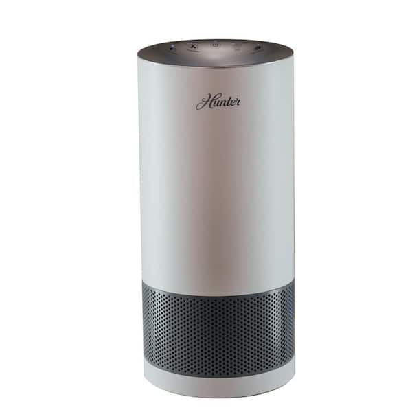 Hunter HP400 104 sq. ft. Round Tower Air Purifier for Allergy and Asthma Relief in White and Gray
