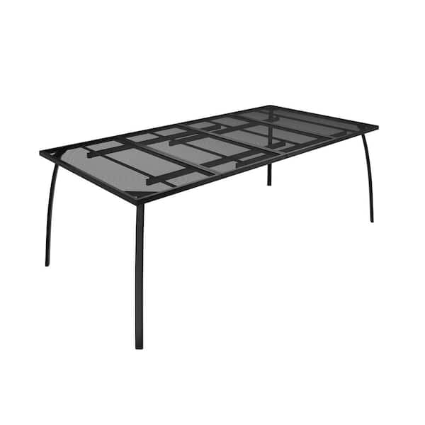 Clihome 78.7 in. x 39.4 in. Outdoor Iron Mesh Patio Table, Powder-Coated Steel Frame, Design for Patio, Balcony, Garden