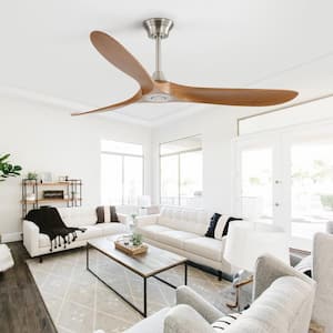 60 in. Indoor/Outdoor Nickel Ceiling Fan without Light, Remote Control and 6-Speed DC Motor