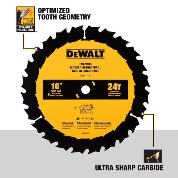 DEWALT 10 in. 24 Tooth Table Saw Blade DWA11024 The Home Depot