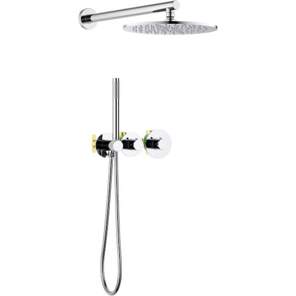 Circular 2-Handle 1-Spray Shower Faucet 1.8 GPM with Easy to Install Corrosion Resistant in Chrome