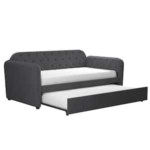 Tallulah Tufted Gray Velvet Daybed and Trundle