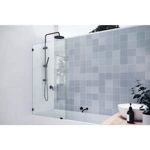 33.5 in. W x 58.25 in. H Fixed Panel Frameless Shower Bath