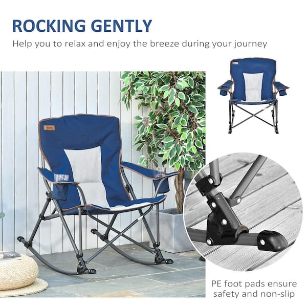 Outsunny Outdoor Folding Beach Camping Chair with Strong Steel Legs, Side  Cup Holder and Durable Oxford Fabric, Blue A20-195BU - The Home Depot