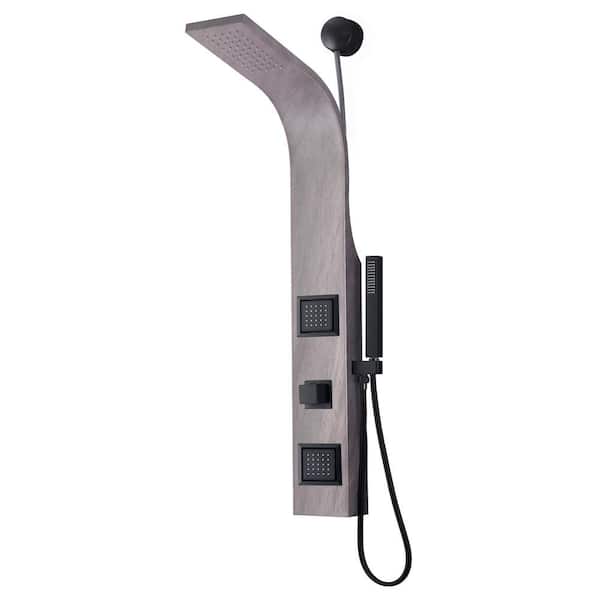 ANZZI Aura Retro-Fit Series 39 in. 2-Jet Shower Tower with Heavy Rain Shower and Body Jets and Spray Wand in Gray Marble