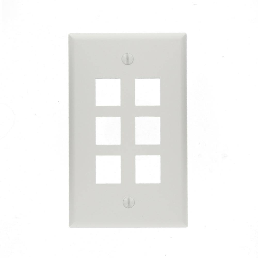 White 6-Port Plastic Wall Mount Plate