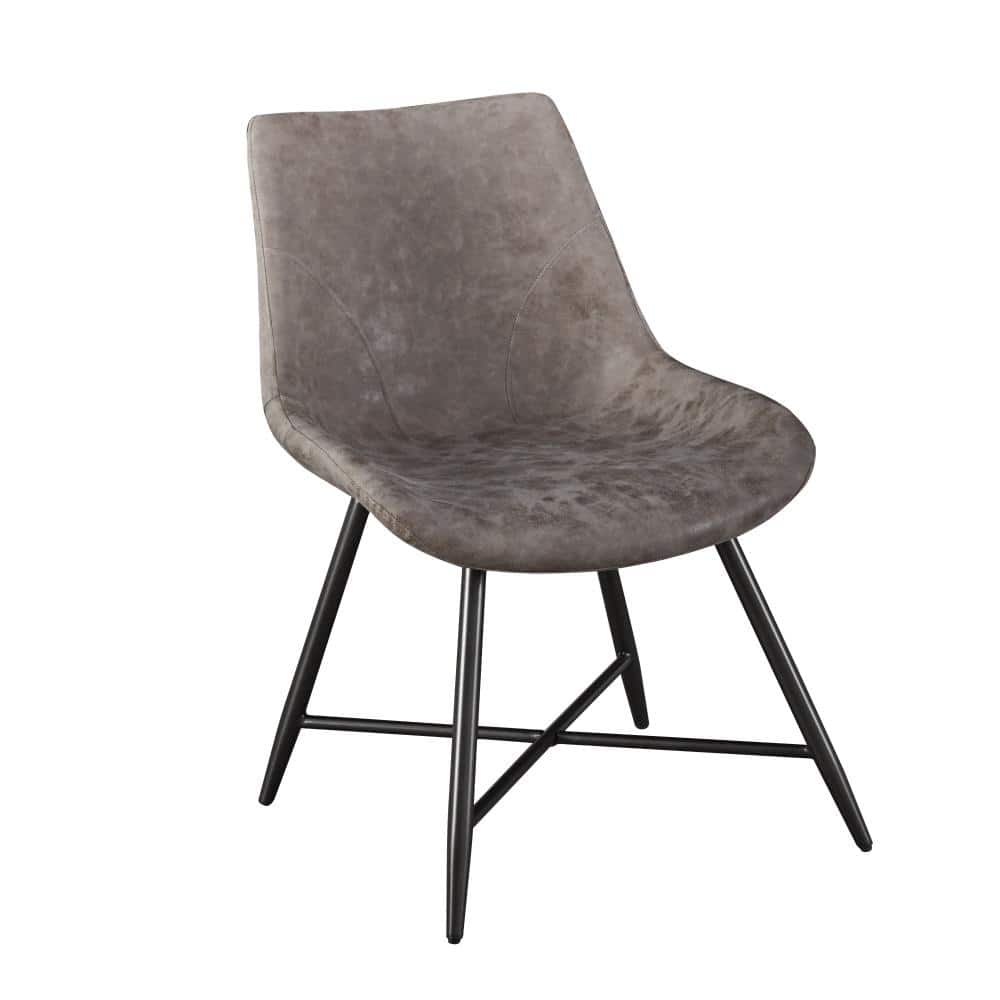 Ramona Brown Faux Leather and Metal Side Chair Set