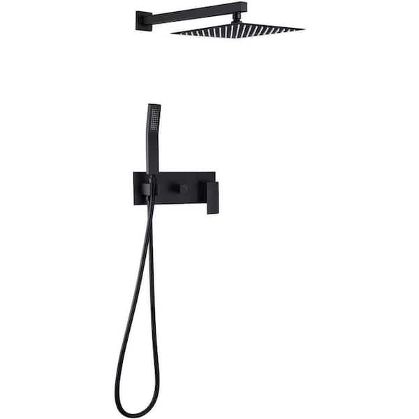 Satico Single Handle 1-Spray Double Function Wall Mount Shower Head Faucet with Handheld Shower in Matte Black