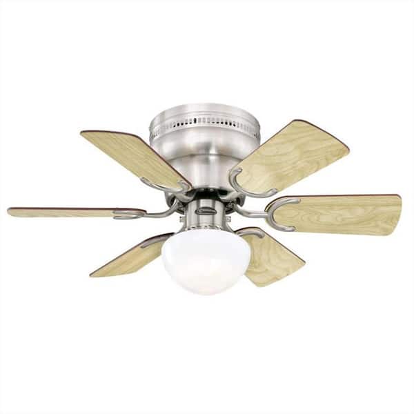 Petite Brushed Nickel 30 in. Indoor Ceiling Fan with Reversible Rosewood/Light Maple Blades