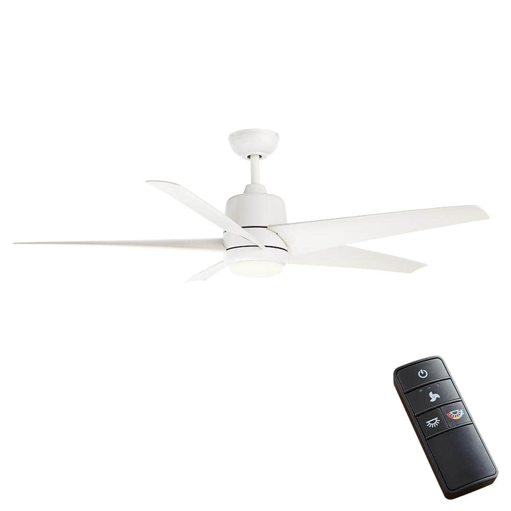 Hampton Bay Mena 54 in. White Color Changing Integrated LED Indoor/Outdoor  Matte White Ceiling Fan with Light Kit and Remote Control 99918 - The Home  