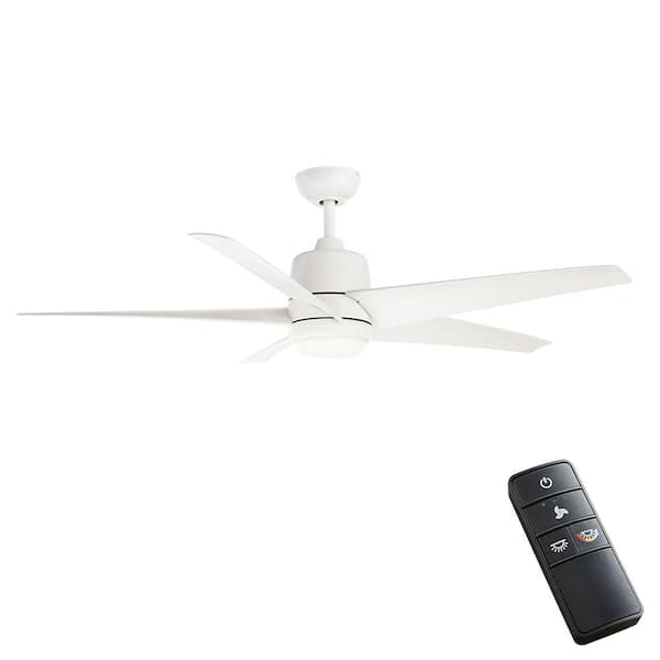 Hampton Bay Mena 54 In White Color Changing Integrated Led Indoor Outdoor Matte Ceiling Fan With Light Kit And Remote Control 99918 The Home Depot - How To Turn On Hampton Bay Ceiling Fan Without Remote