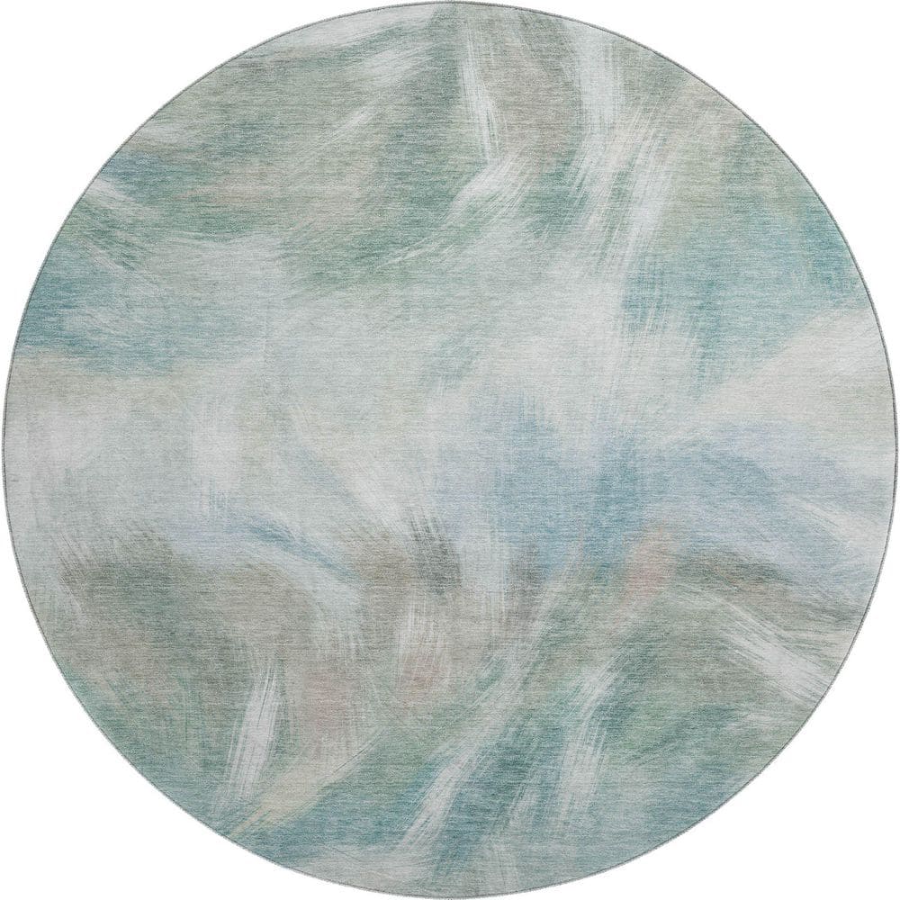 Mayfield Premium Machine Washable Abstract AMF2096 Sky 8 ft. x 8 ft. Round Rug price history on PriceWatchPro