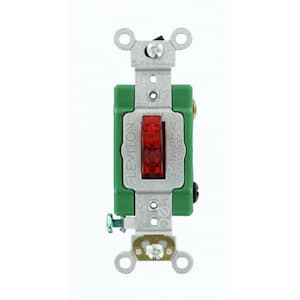 30 Amp Industrial Grade Heavy Duty Single-Pole Pilot Light Toggle Switch, Red