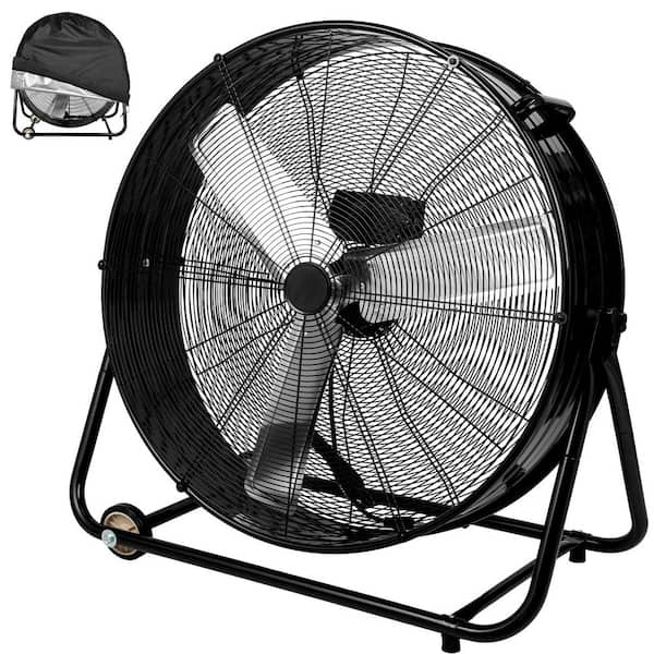 Edendirect 30 in. 3 Speed High Velocity Heavy Duty Floor Fan in Black, with 11000 CFM Air Circulation, Built-In Carry Handle