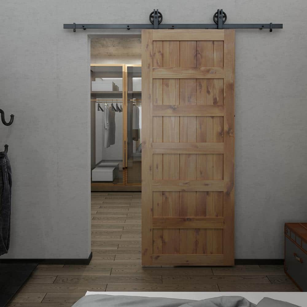 Traditional Unfinished Pine 37" x 84" 6-Panel Barn Door Slab