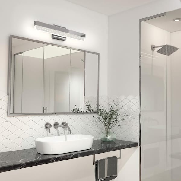 Artika Essence Bubble Bar 27 in. 1 Light Chrome Modern Integrated LED Vanity Light Bar for Bathroom with Bubble Glass