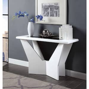 Blu Creek 47.25 in. White Rectangle Glass Console Table