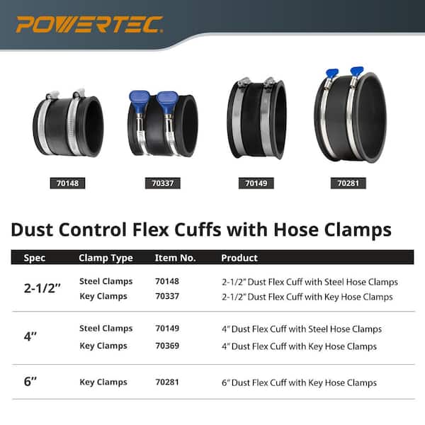 2-1/2 in. Dust Control Flex Cuff with Steel Hose Clamps for Dust Collection Systems (6-Pack)
