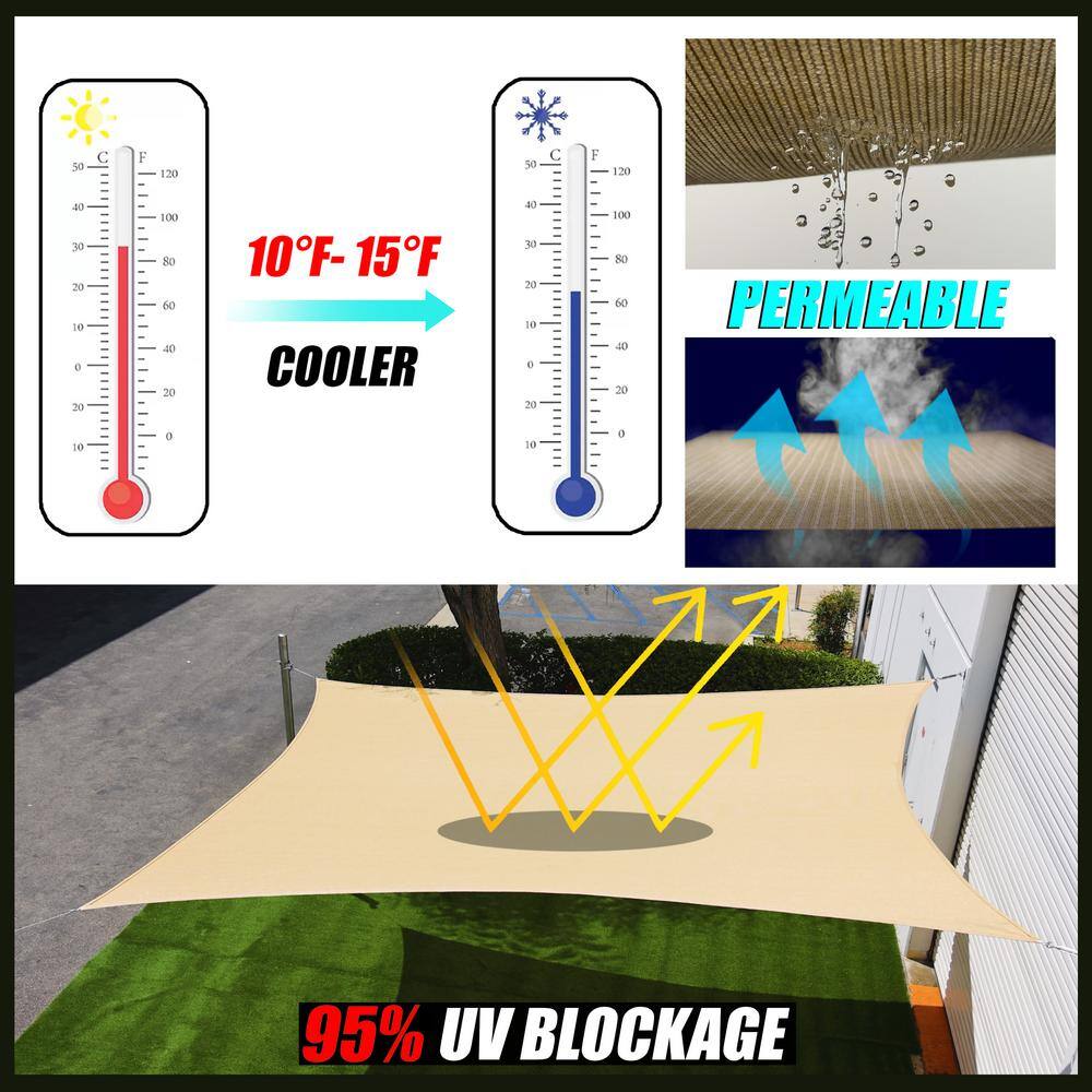 8' x 10' Blue High-Density Polyethylene Sun Shade Sail