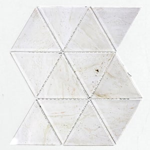 Tuscan Design Crema Marfil Triangle Mosaic 4 in. x 4.5 in. Marble Look Glass Wall Tile (10 Sq. Ft./Case)