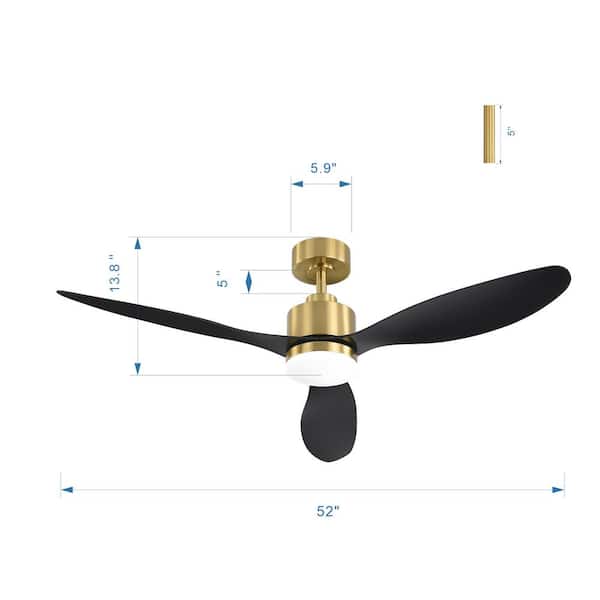 Breezary Sawyer 52 in. Integrated LED Indoor Gold Ceiling