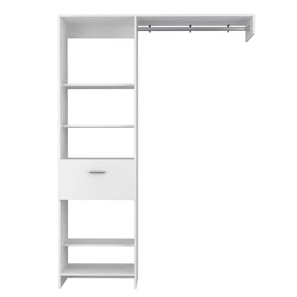 16.30 in. W x 59.10 in. D x 82.90 in. H White Particle Board Freestanding Linen Cabinet with 5 Open Shelves in White
