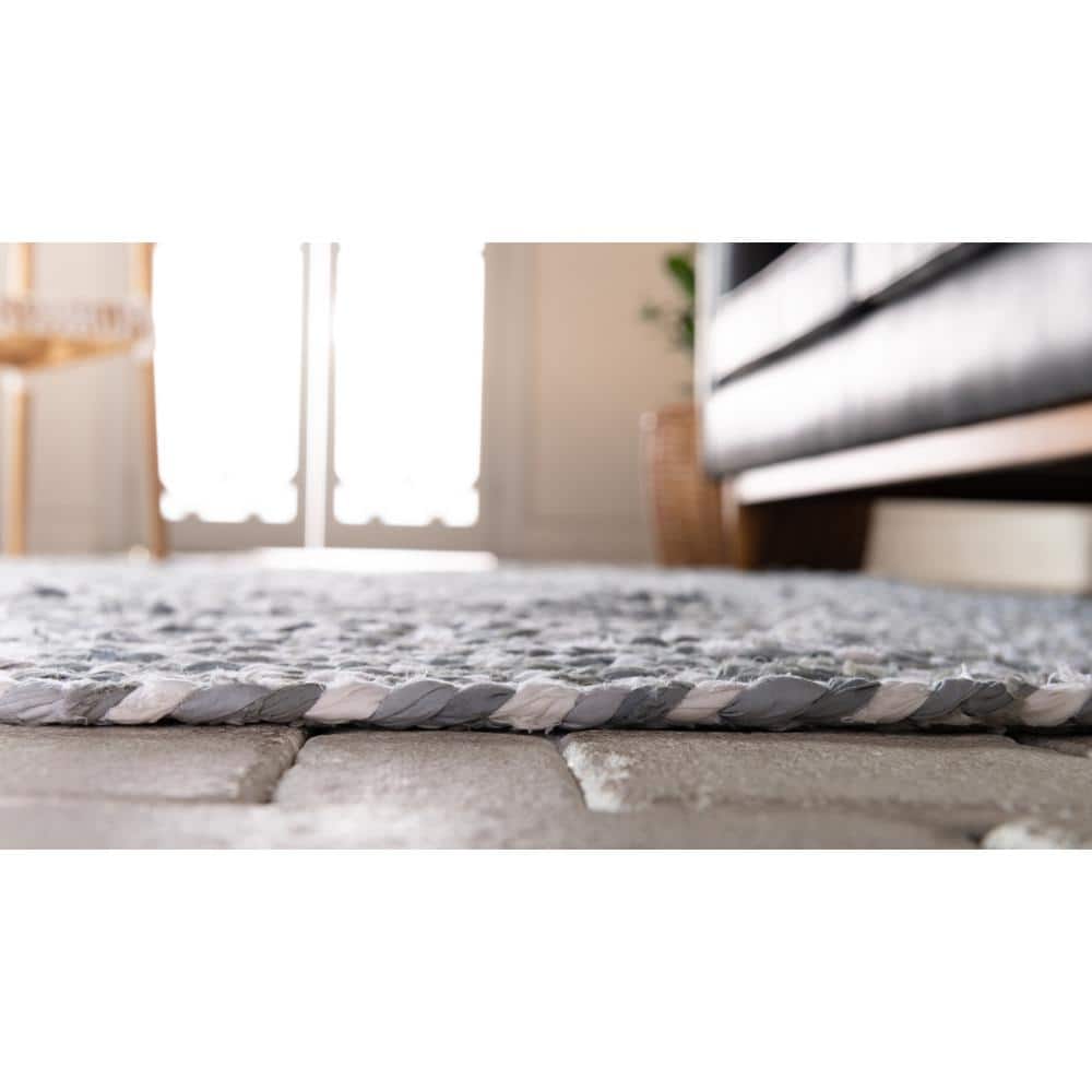 Eco-Friendly Hand-Braided Gray Chindi Rug 2' x 3'