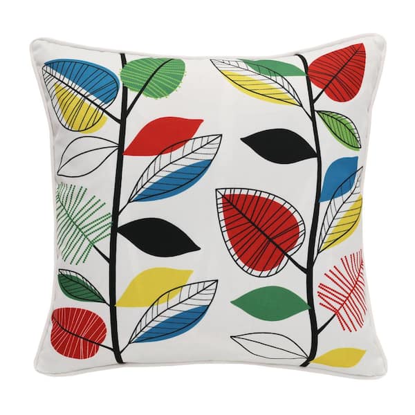 Habitat 18 in. L x 18 in. W Ruby Red Outdoor Botanical Floral Print Throw Pillow