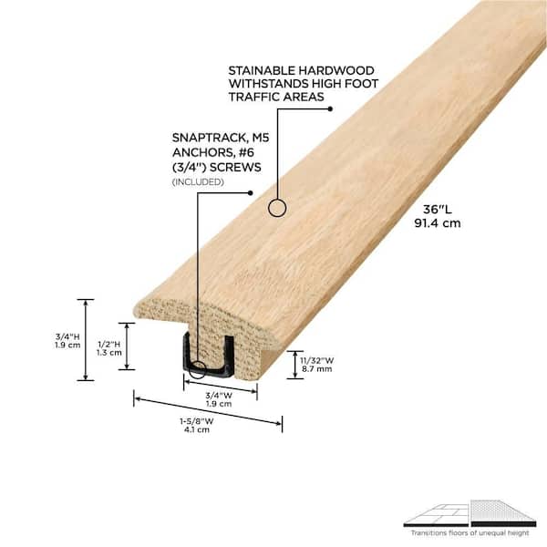 36" UNFINISHED HARDWOOD TRANS TILE/LAMINATE W/ANCHORS & SCREWS