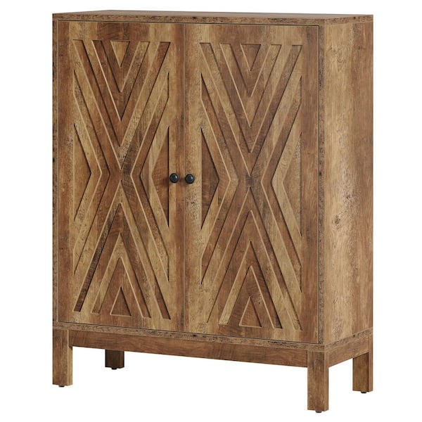 Lauren 43 in. H Wooden Brown Shoe Storage Cabinet Freestanding 20 Pairs 5-Tier Racks Organizer Adjustable Shelves