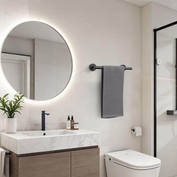 12 in. Wall Mounted Single Towel Bar in Matte Black