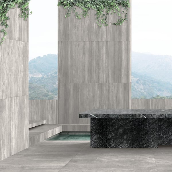 Atlanta Grigio 23.45 in. x 47.07 in. Matte Travertine Look Porcelain Floor and Wall Tile (15.50 sq. ft./Case)
