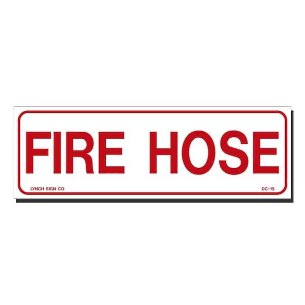 9 in. x 3 in. Decal Red on White Sticker Fire Hose