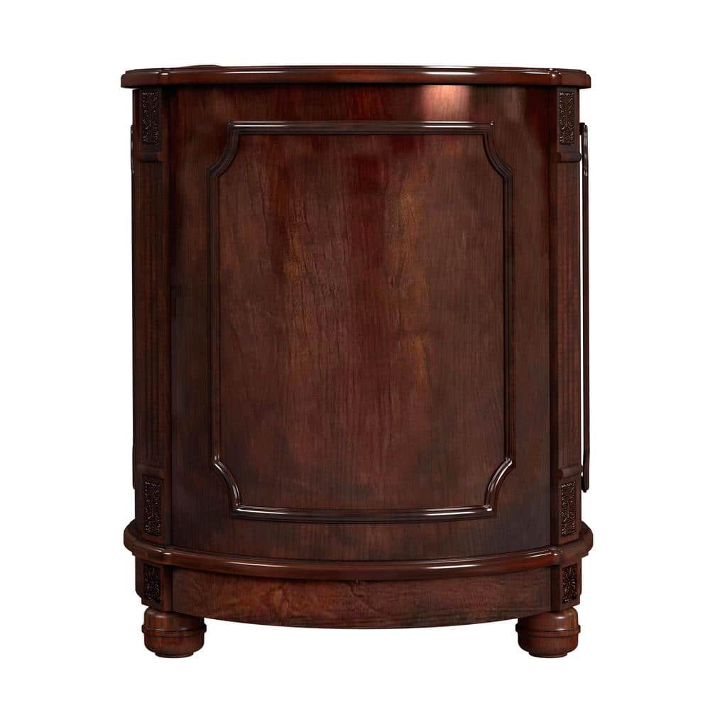 Thurmond Dark Brown Round Wood Drum Side Table with Storage