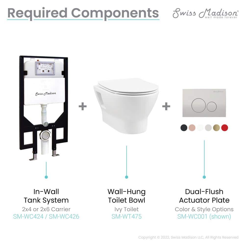 Ivy II Glossy White Ceramic Wall-Hung Elongated Toilet Bowl