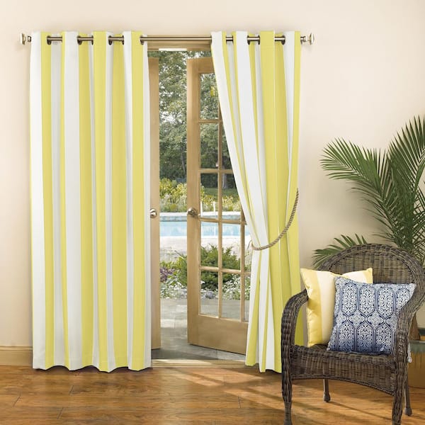 Sun Zero Valencia Cabana Stripe Yellow 84 In L X 54 W Room Darkening Indoor Outdoor Uv Protectant Curtain Panel 59783 The